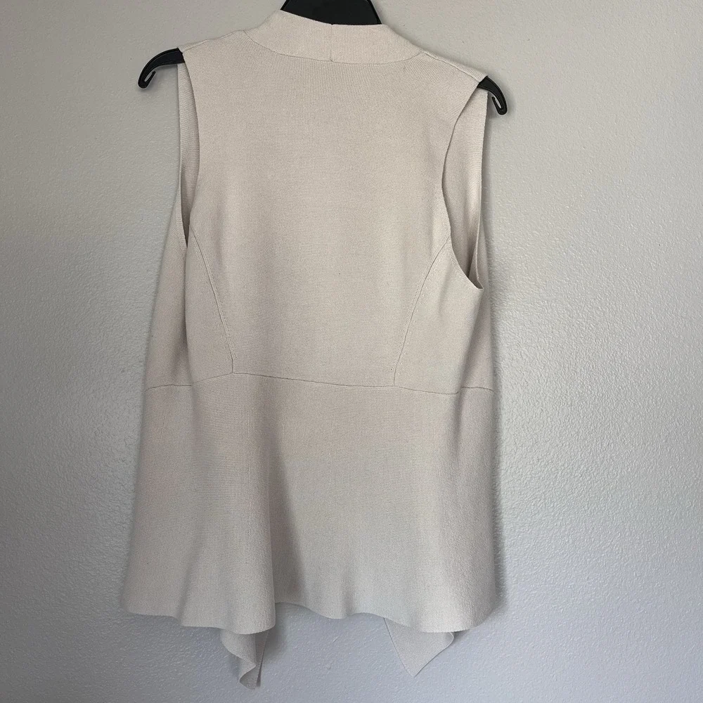 Eileen Fisher Vest Large Knit Open Front  Silk Cotton Oatmeal‎ Beige Sleeveless - Picture 2 of 6